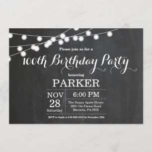 100th Birthday Invitation Chalkboard