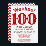 100th Birthday Invitation Mens Red Black<br><div class="desc">A funny and striking 100th birthday invitation for a husband,  friend,  father or grandad.</div>