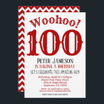 100th Birthday Invitation Mens Red Black<br><div class="desc">A funny and striking 100th birthday invitation for a husband,  friend,  father or grandad.</div>