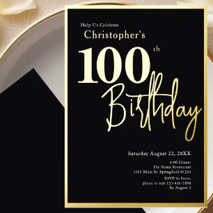100th Birthday Invitation Modern Gold Foil