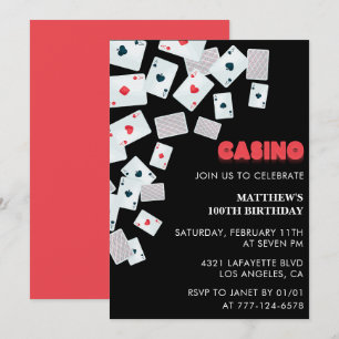 100th birthday invitations Men Poker Casino Vegas