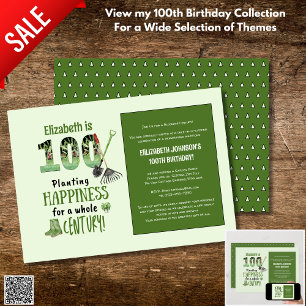 100th Birthday Invites Garden Party Men Women Mum