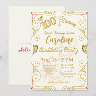 100th Birthday Milestone Elegant Invitation