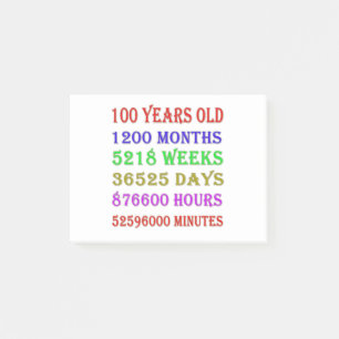 100th  Birthday Milestones Post-it Notes