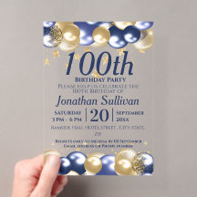 100th Birthday Navy Gold Balloons Party