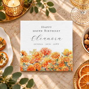 100th Birthday November Birth Flower Chrysanthemum Napkin