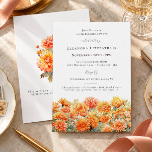 100th Birthday November Birth Month Flower Invitation