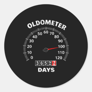 100th birthday oldometer zero to 100 years car classic round sticker