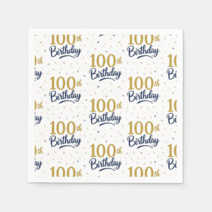 100th Birthday Paper Napkins, Happy 100th Birthday Napkin