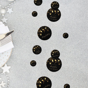 100th birthday party black gold stars monogram confetti
