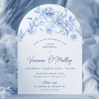 100th Birthday Party Blue Floral Arch Shape
