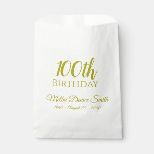 100th Birthday Party Favor Bags Personalized