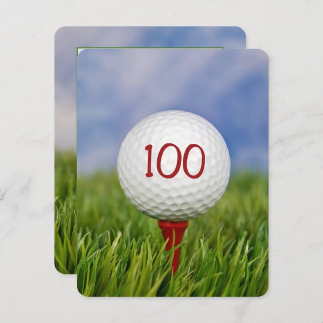 100th Birthday Party Golf theme Invitation (Front/Back)