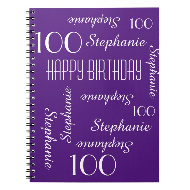 100th Birthday Party Guest Book, Repeating Names Spiral Notebook (Front)