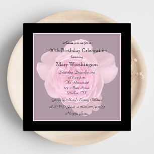 100th Birthday Party Invitation Rose for 100th