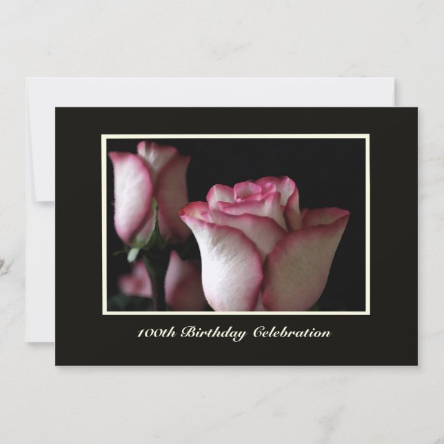 100th Birthday Party Invitation Roses (Front)