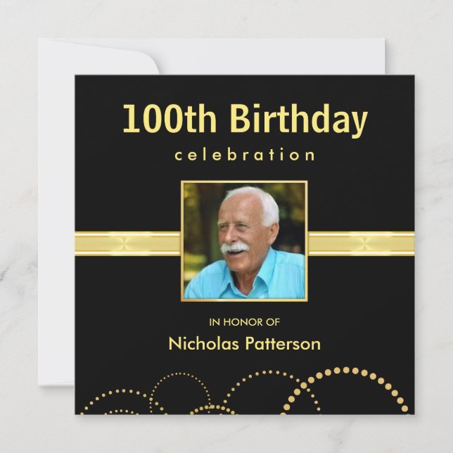 100th Birthday Party Invitations - Photo Optional (Front)