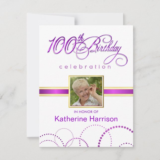 100th Birthday Party Invitations - with Monogram (Front)