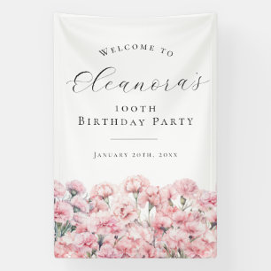 100th Birthday Party January Birth Flower Welcome Banner