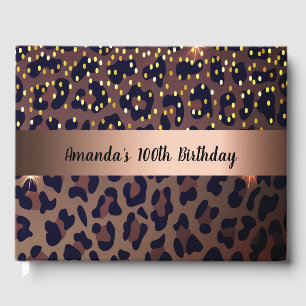 100th Birthday Party leopard print Guest Book