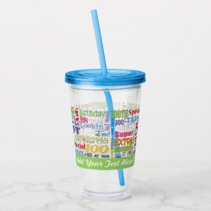 100th Birthday Party Personalised Gifts Acrylic Tumbler