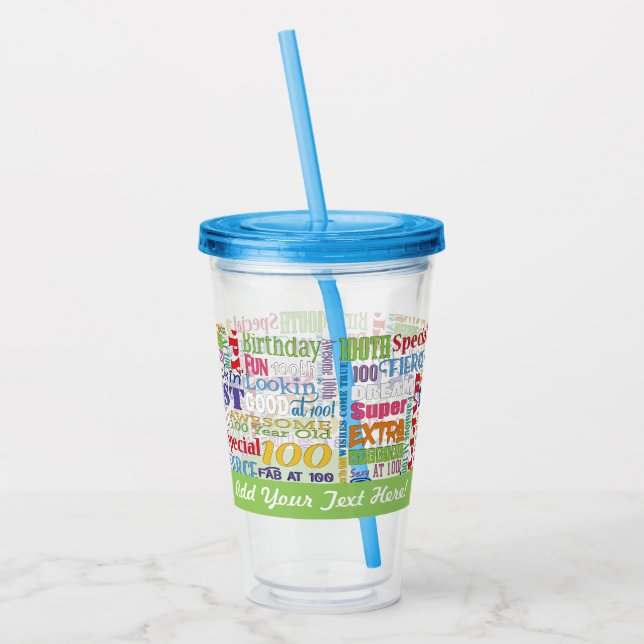 100th Birthday Party Personalised Gifts Acrylic Tumbler (Left)