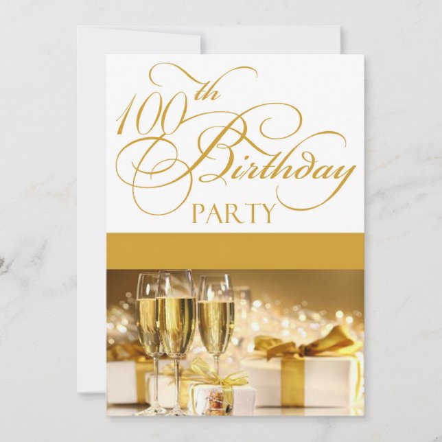 100th Birthday Party Personalised Invitation (Front)