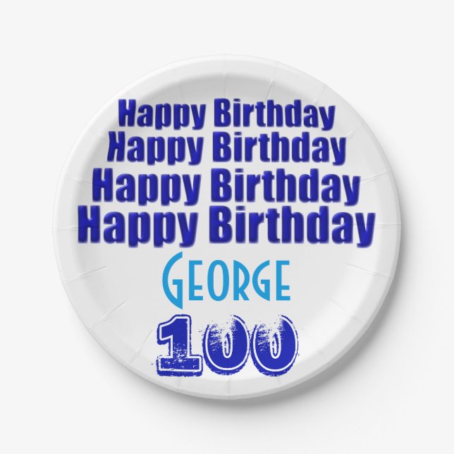 100th Birthday Party Personalised Paper Plates (Front)