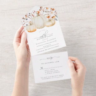 100th Birthday Party Pumpkin Fall Leaves All In One Invitation