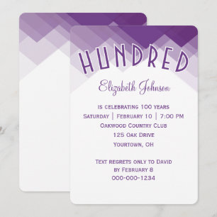 100th Birthday Party Purple and White Border Invitation