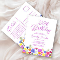 100th Birthday Party Purple Wildflowers Affordable