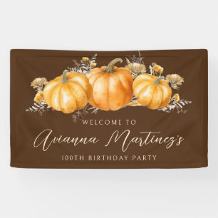 100th Birthday Party Rustic Boho Fall Pumpkin Banner