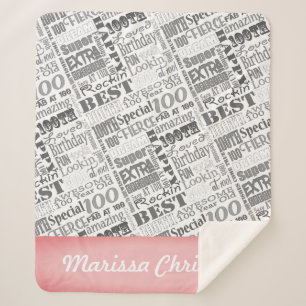 100th Birthday Party Special Personalised Monogram Sherpa Blanket