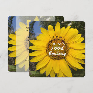 100th Birthday Party Sunflower Invitation