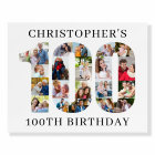 100th Birthday Photo Collage Number 100 Custom