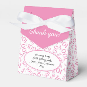 100th Birthday Random Number Pattern Pink/White Favour Box