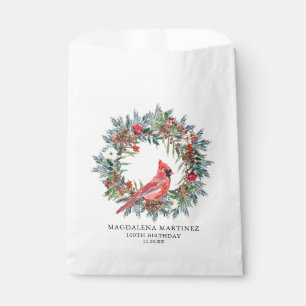100th Birthday Red Cardinal Wreath Custom Favour Bags