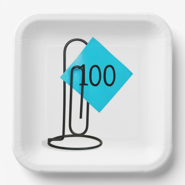 100th Birthday Reminder Note On a Paper Clip Plate (Front)