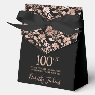 100th Birthday Rose Gold Floral Thank You  Favour Box
