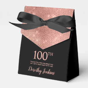 100th Birthday Rose Gold Thank You Favour Box