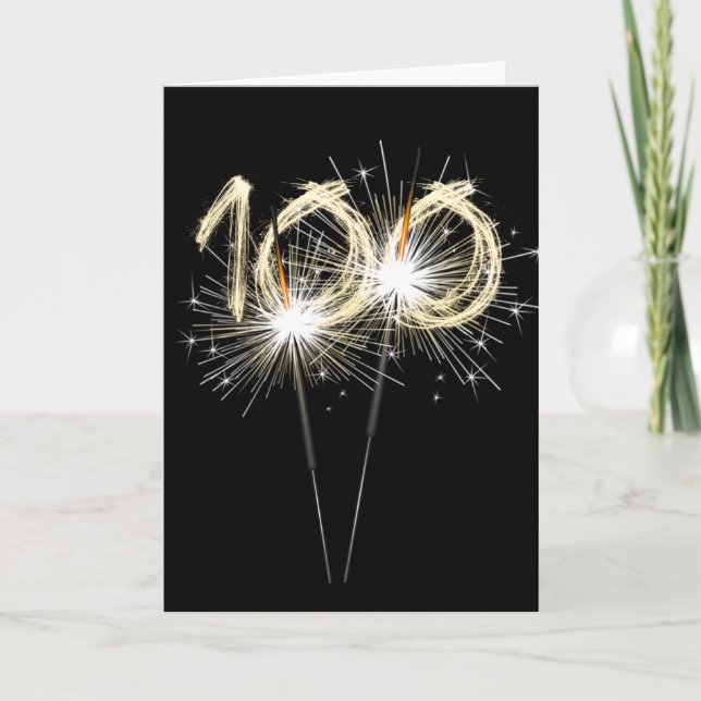 100th Birthday Sparklers on Black Card (Front)