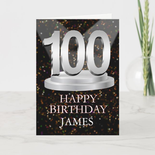100th Birthday Spotlights Add A Name Card (Front)