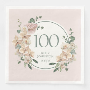 100th Birthday Tropical Floral Napkin