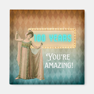 100th Birthday Vintage Singer Birthday Fridge Magnet