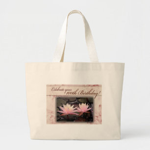 100th Birthday Water Lily Celebration Large Tote Bag