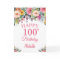 100th Birthday Watercolor Floral Flowers Pink Card