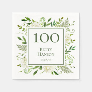 100th Birthday White Hydrangeas Napkin