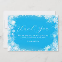 100th Birthday Winter Wonderland Snowflake Blue