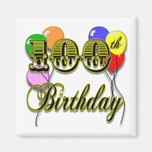 100th Birthday with Balloons Magnet