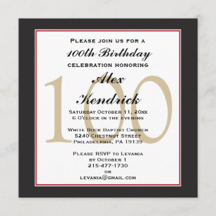 100th Centennial Birthday Invitation